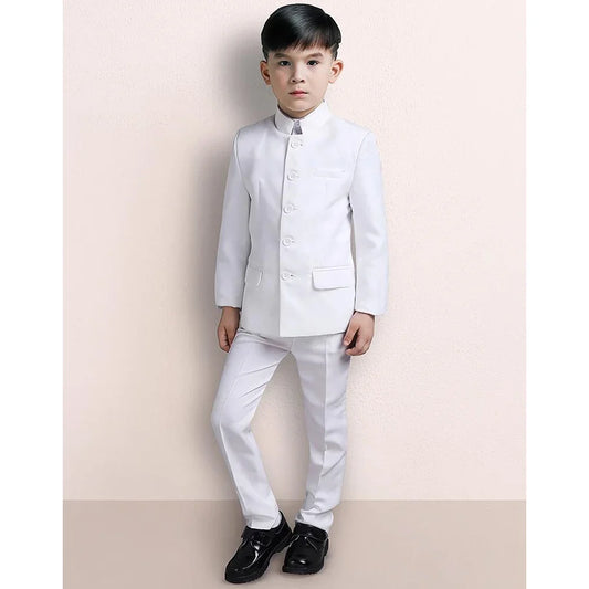 Kids Clothes Stand Collar Single Breasted Kids Clothing Formal Casual Chinese Style Boy Suits Slim 2 Piece Blazer with Pants