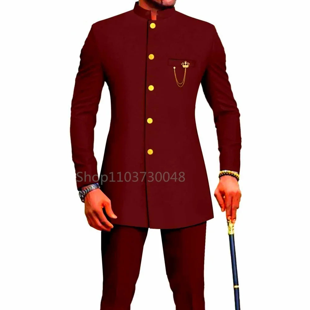 New Style Suits for Men 2 Pieces Business Blazer and Pants Set Elegant Slim Fit Men's Suit for Wedding Prom Groomsmen Outfits