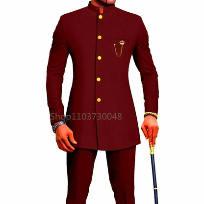 New Style Suits for Men 2 Pieces Business Blazer and Pants Set Elegant Slim Fit Men's Suit for Wedding Prom Groomsmen Outfits