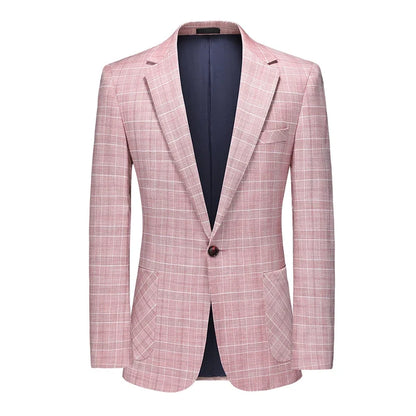 Top Quality Luxury Plaid Business Slim Fit Men Blazer Jacket 2024 Spring Autumn Casual Blazers For Men Elegant Dress Suit Jacket