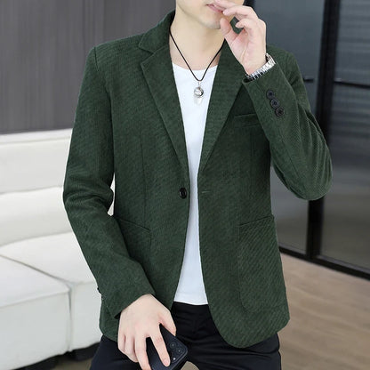 Blazer's New Men's Fashion Outdoor Travel Camping Youth Wedding Hosting Campus Slimming Casual Solid Color Korean Version Blazer