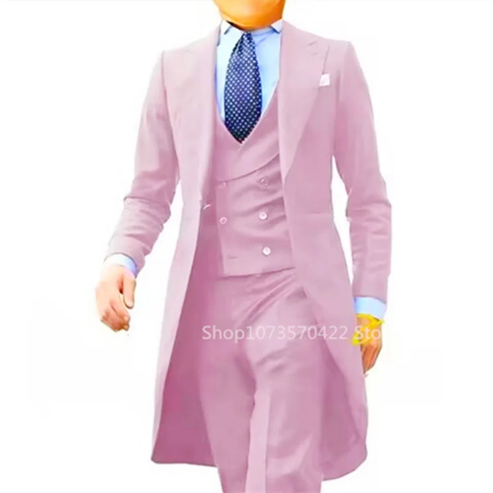 Costume 3 pièces élégant rouge pour homme coupe slim, blazer à simple boutonnage, gilet et pantalon, idéal pour mariage, smoking de marié, ou tenue d'affaires et de soirée