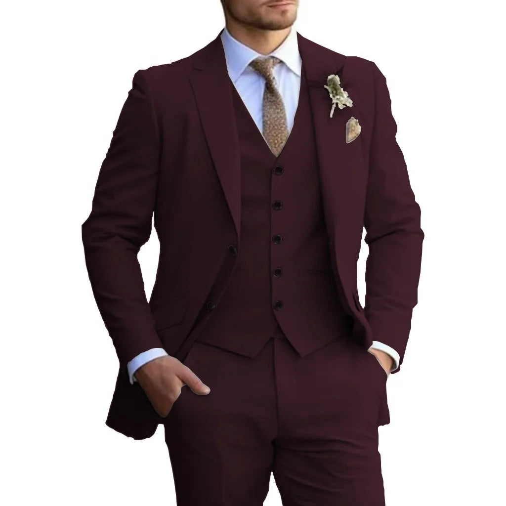 Customized Tuxedo Elegant Suit For Men 3 Piece Blazer Vest And Pant Set Notched Lapel High Quality Suit For Men Wedding suits