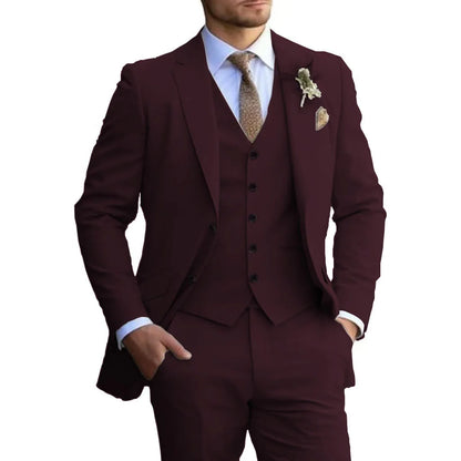 Customized Tuxedo Elegant Suit For Men 3 Piece Blazer Vest And Pant Set Notched Lapel High Quality Suit For Men Wedding suits