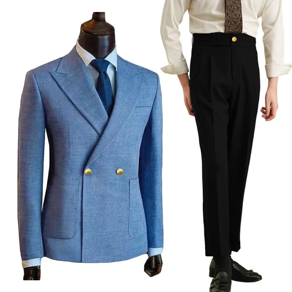 Customized Men's Suit Blazer Suit Pants Business Custom Suit Solid Color Metal Buckle Premium Men's Suit