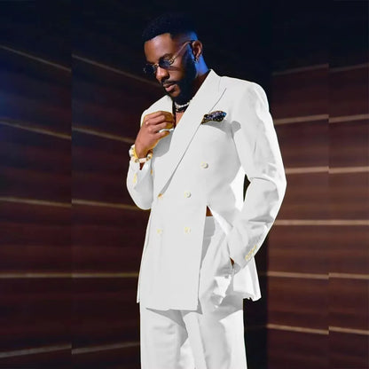 Costume Homme 2 Pièces Revers Pointe Croisé Blazer avec Pantalon pour Mariage Bal de Promo Dîner Tenue Décontractée Chic