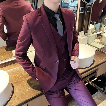 Men's Slim Fit Wedding Suit – 2 & 3 Piece Formal Set for Groom & Business