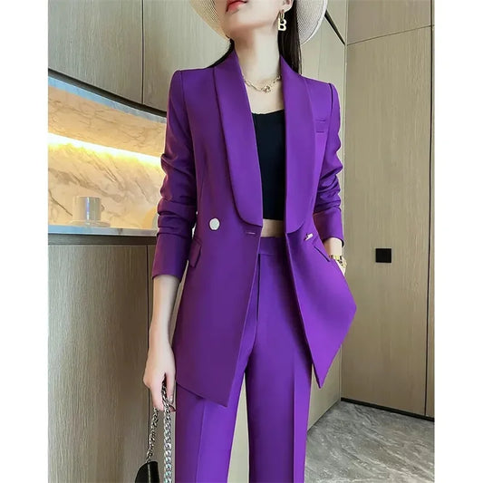 2025 Blazer High Quality Office Ladies Pant Suit Women Business Work Wear Blazer Jacket Trouser Formal 2 Pi