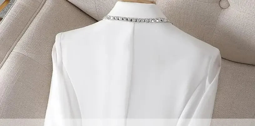 Over Glitter Diamond Female Coats and Jackets Black Long Sequin Jacket Dress Outerwear White Clothing Women's Blazers New In