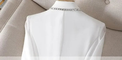 Over Glitter Diamond Female Coats and Jackets Black Long Sequin Jacket Dress Outerwear White Clothing Women's Blazers New In