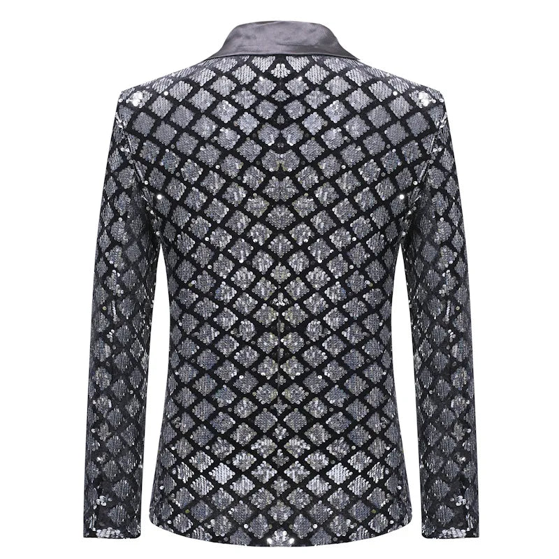 Men's Suit Jacket Autumn and Winter New High-quality Men's Polka Collar Suit Stage Banquet Hosting Party Diamond Sequin Dress