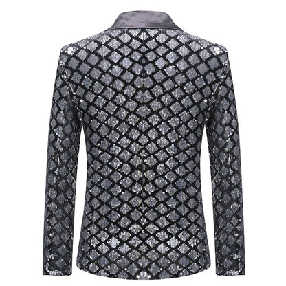 Men's Suit Jacket Autumn and Winter New High-quality Men's Polka Collar Suit Stage Banquet Hosting Party Diamond Sequin Dress