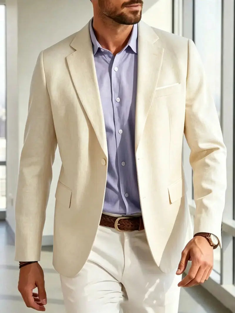 Mens Clothing 2026 Blazers Para Hombres Vintage Cotton Linen Single Button Designer Business Social Jaqueta Masculina Man Suits