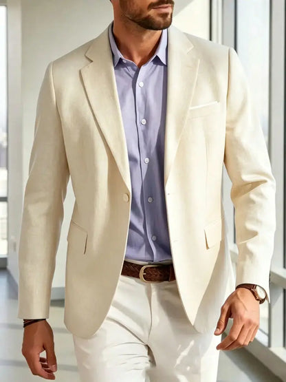 Mens Clothing 2026 Blazers Para Hombres Vintage Cotton Linen Single Button Designer Business Social Jaqueta Masculina Man Suits