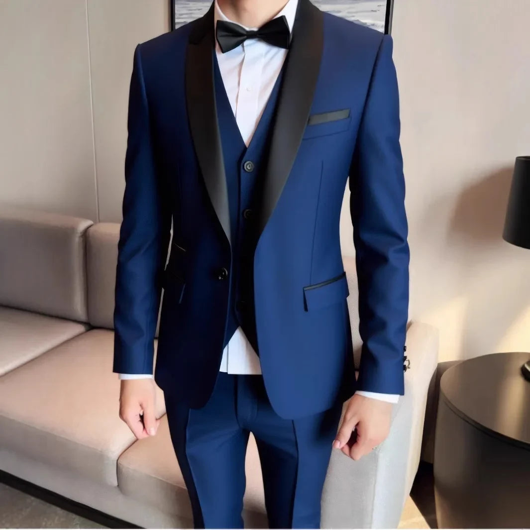 3 Piece Suit Jacket Vest Trousers/Fashion Men's Casual High Quality Business Slim Groom Wedding Formal Suit Jacket Trousers