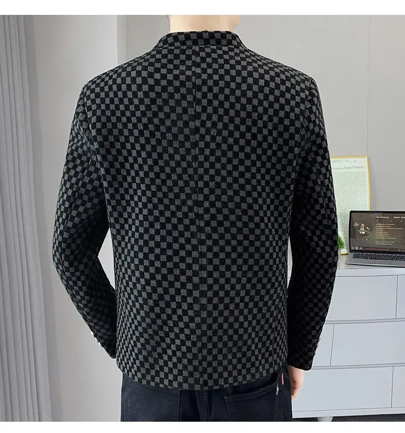 Blazer Fashionable Outdoor Travel Trend Gentleman Youthful Wedding Versatile Host Casual Korean Style Checkered Men's Blazer