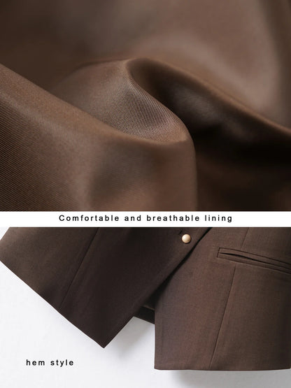 Short V-Neck Suit Vest for Women, Spring and Autumn Slant-Buttoned Top, Perfect for Office Wear and Versatile Vest