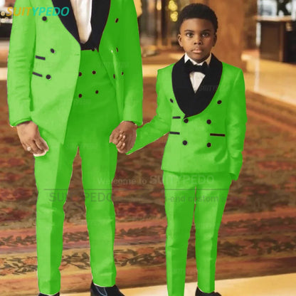 Fashion Boys Suit Sets Jacquard Shawl Lapel Jacket Wedding Flower Boy Costume Children Custom Suitable Blazer Vest Pants 3 Pcs