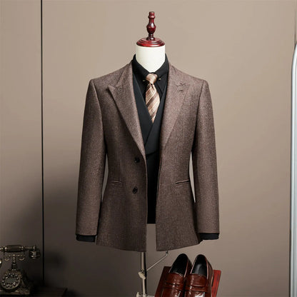 Men's Large Size Autumn Blazer – Smart Casual Polyester Suit Jacket