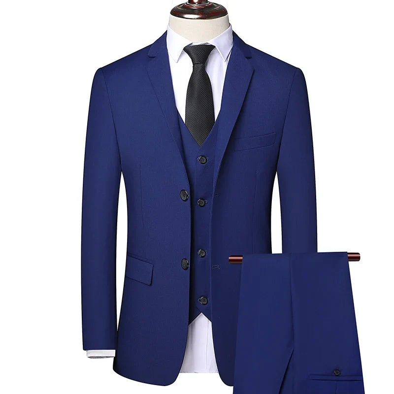Men's 3-Piece Suit Slim Fit Single Breasted Blazer Vest Pants for Formal and Wedding Occasions