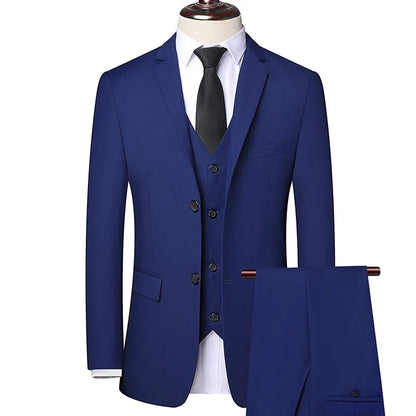 Men's 3-Piece Suit Slim Fit Single Breasted Blazer Vest Pants for Formal and Wedding Occasions
