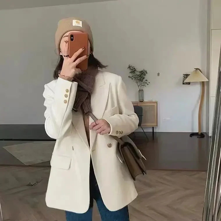 Clothes Jacket Brown Over Coats for Women Black Blazer Woman Dress Outerwears Loose Long Solid on Promotion Sale 2025 Autumn New