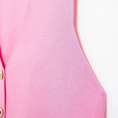 Women's Front Button Crop Knit Vest Sweater, V Neck, Sleeveless, Female Waistcoat, Chic Tops, Fashion