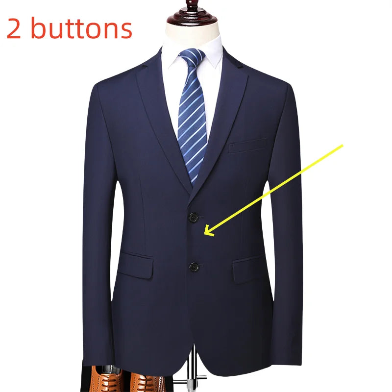 Blazer New Men's Fashion Business Solid Color British Style Professional Work Groom Wedding Dress Best Man Blazer Jacket