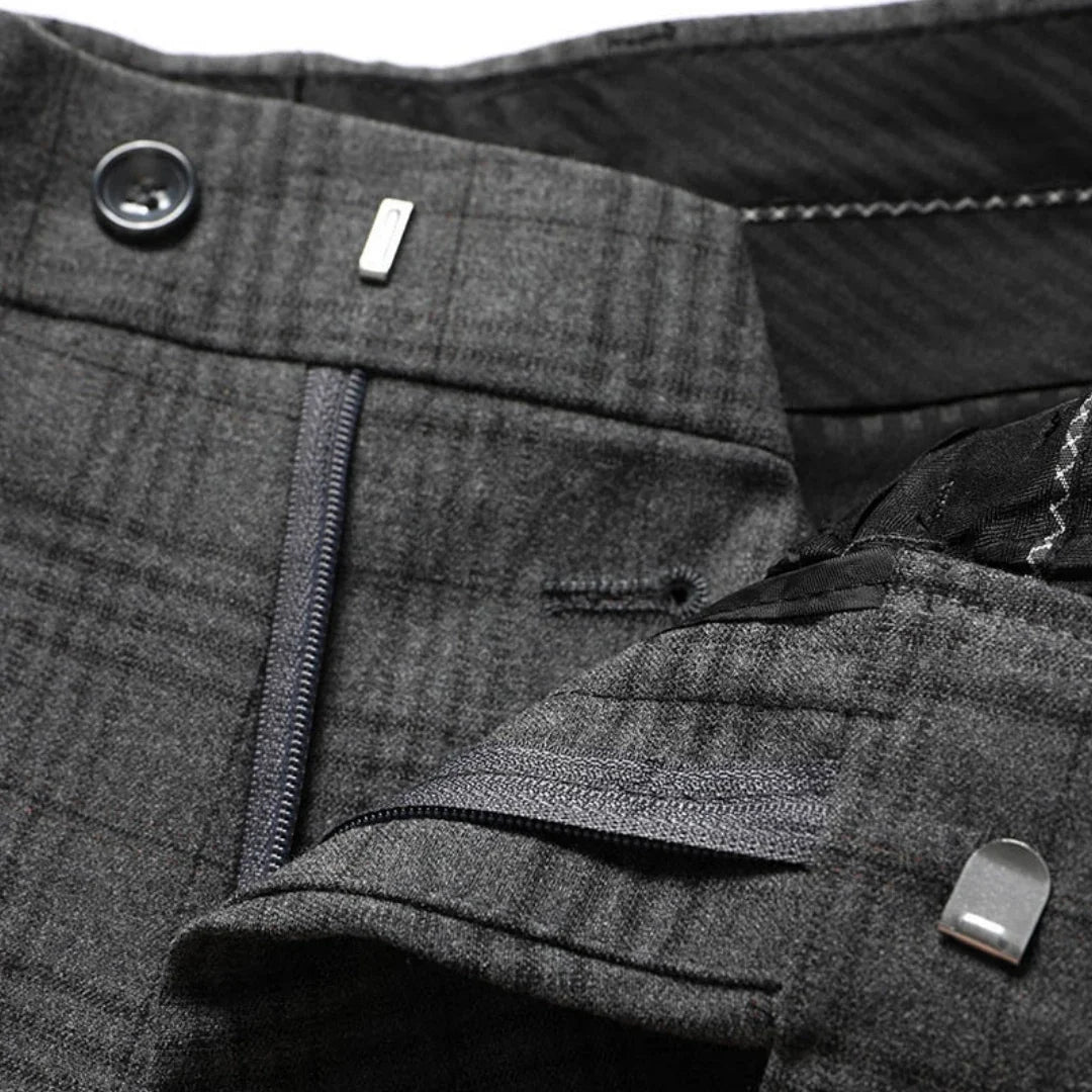 Men Suit Gray 2 Pieces Grid Stripe Double Button With Lapel For Wedding Birthday Business Banquet Work Daily Jacket And Pants