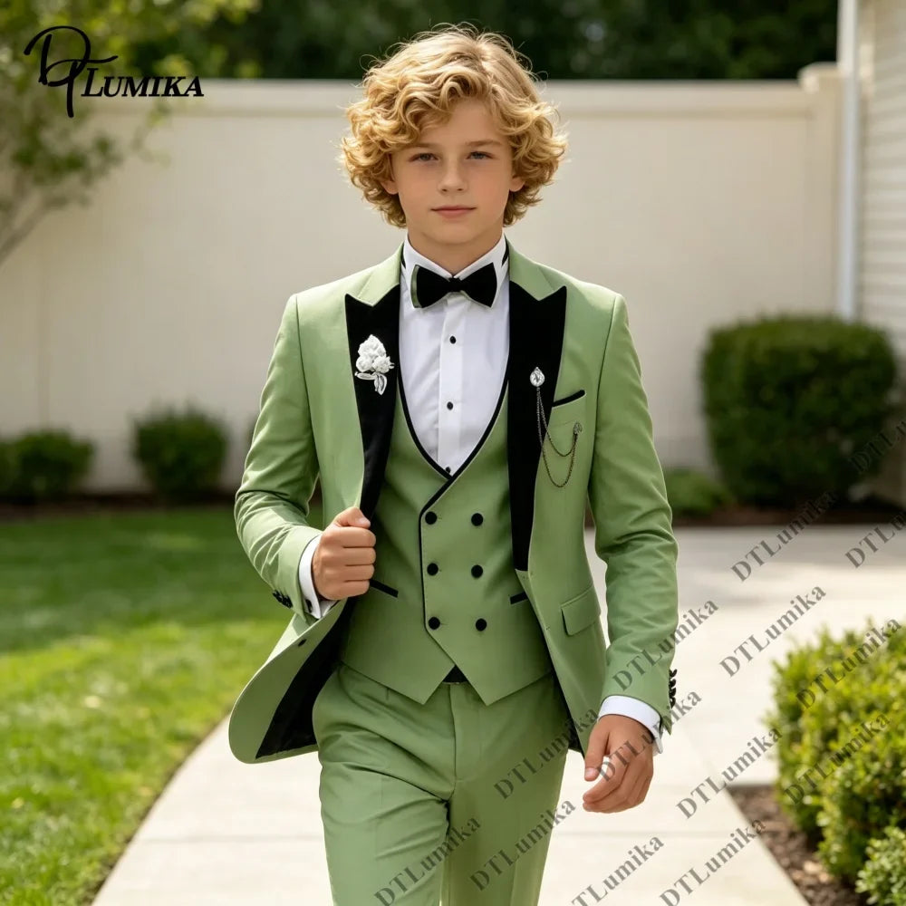 2026 Homecoming Suit for Boys 3T-14T 4 Pieces Jacket Vest Pants Bowtie Wedding Guest Suits Boy's Formal Costume Toddler Suits