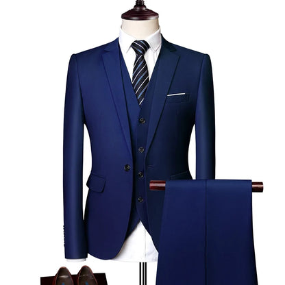 Men's Three-Piece Suit – Slim Fit Wedding & Business Formal Suit with Vest and Trousers
