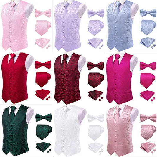 Men's Waistcoat Set – Vintage Jacquard Double-Breasted Vest for Weddings & Formal Occasions | Multiple Colors