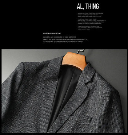 Spring Autumn Classic Checkered Suit Jacket Men Slim Fit Casual Business Office Uniform Formal Jacket Wedding Groom Men Blazers
