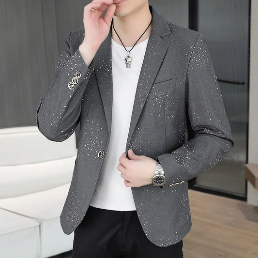 Blazer Men's Sequined High-end Hot Diamond Style Business Outdoor Travel Wedding Youth Slimming Casual High Formal Wear Blazer
