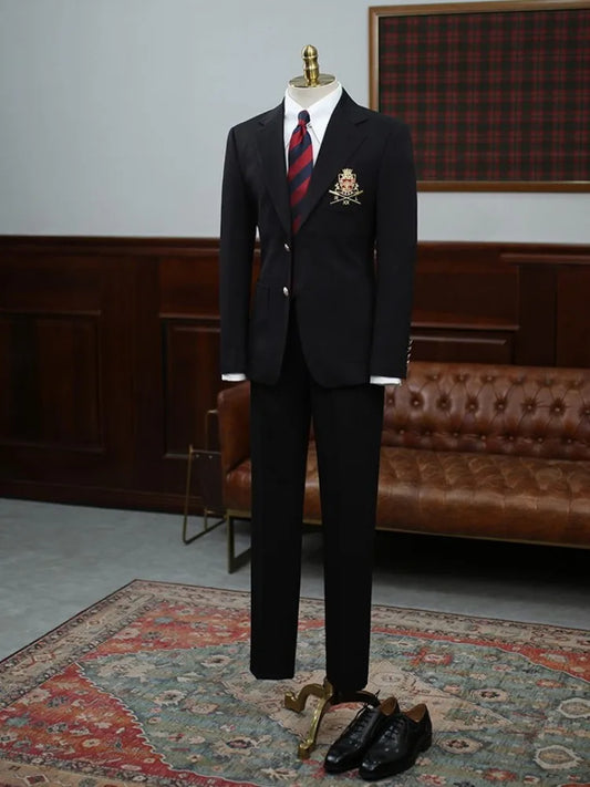 Youthful College Style Mens Blazers Suits Slim Fit Banquet Party Suit Jacket Matching Set Spring Autumn Full Length Pant Outfits
