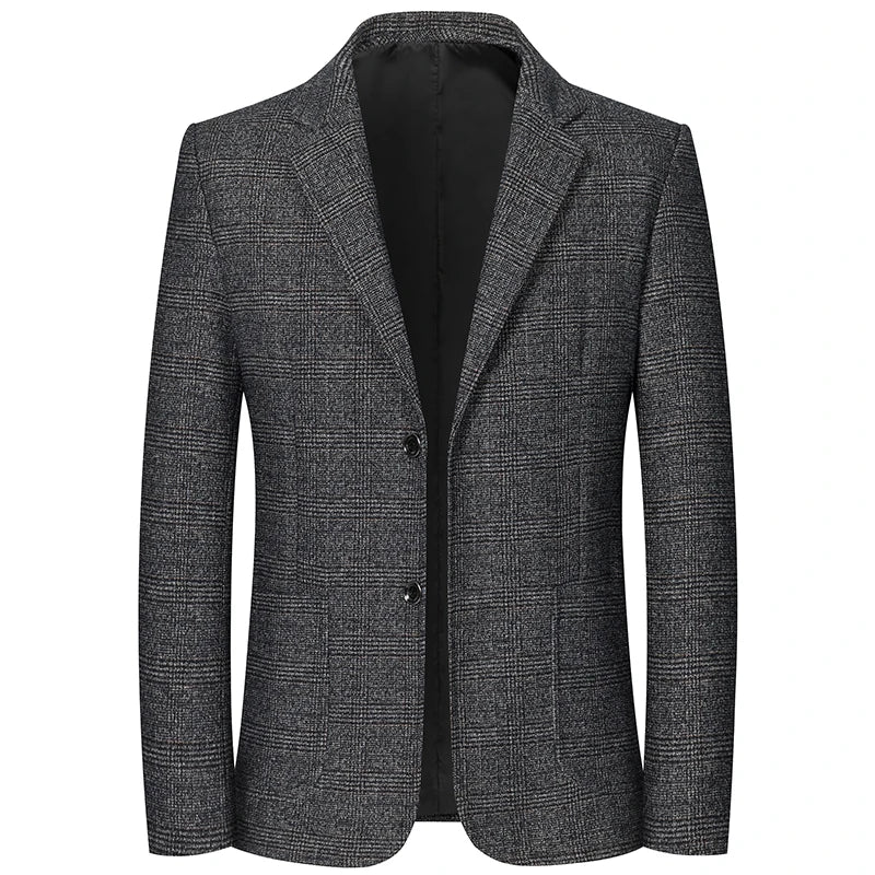Men's Retro Plaid Suit 2025 High Quality Spring Autumn Leisure Fashion Handsome Business Ironing Top Coat