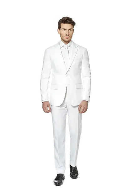 2-Piece White Slim Fit Men's Suit Notch Lapel Two Buttons Business Wedding Prom Groom Tuxedos Jacket & Pants Set