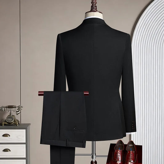 New Wool Suit for Wedding Banquet - High-quality, Fashionable, Stylish, Double-breasted, Premium Suit Set