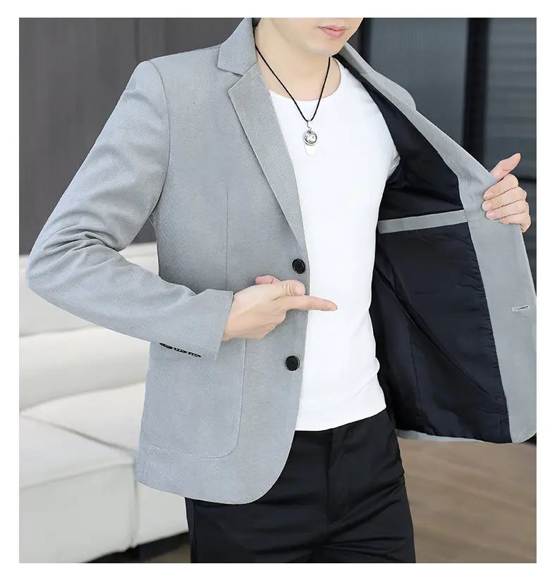 Blazer's New Men's Fashion Outdoor Travel Camping Youth Wedding Hosting Campus Slimming Casual Solid Color Korean Version Blazer