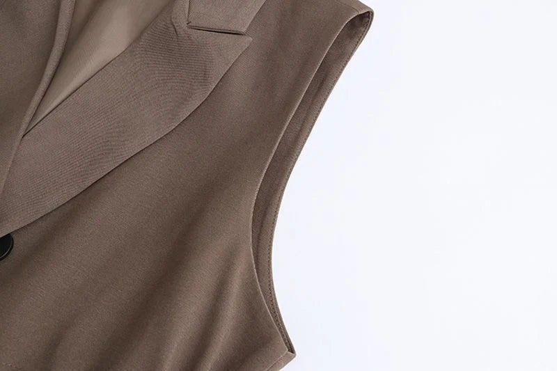Women Sleeveless Casual Blazer Fashion Vests Korean Style 2026 Elegant Peak Lapel Suit Coats Oversize OL Black Vests