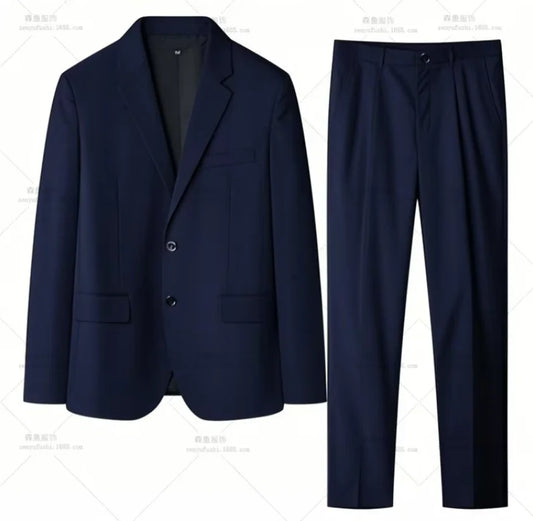 Men's Single-Breasted Two-Piece Suit Set for Wedding and Work — Spring Autumn