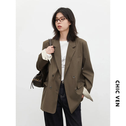 New Women Blazers Coat Loose Casual Plus Size Office Ladies Suit Jacket Spring Autumn 2026 Female Overcoat