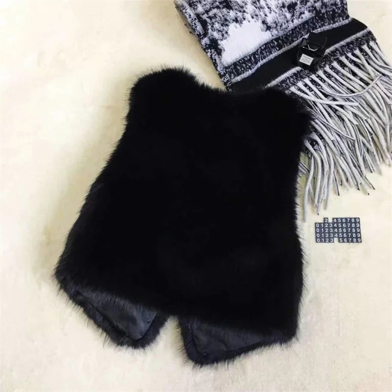 Women Fur Vest New Autumn Winter Female Waistcoat Korean Warm White Black Pink Faux Fur Jacket Fashion Tank Top Sleeveless Coats