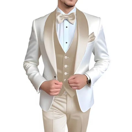 Men wedding Suits 3 Piece Designer Banquet Tuxedo Blue White Style Suits Wedding Party Suits Elegant Suits Formal Fashion Suits
