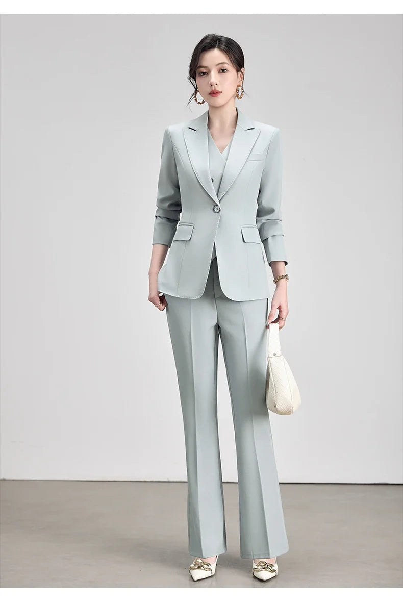 Office Lady Work Blazer Trousers Suits for Women Autumn New Business Chic Blazer and Pants Sets 2 Pieces Womens Outfit Pink