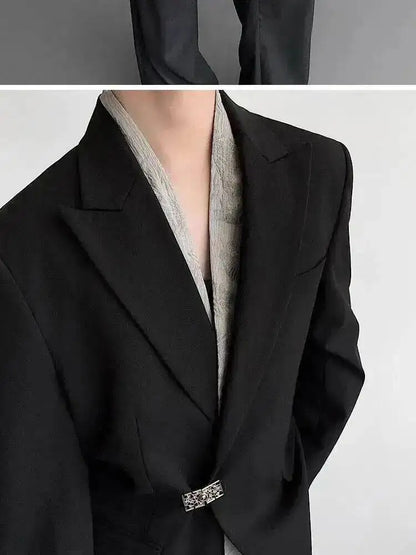 Metal Placket 2025 Buckle New Casual Blazer Fashion Jacket Men's Original Elegant Korean Handsome Jacket Original JY7386