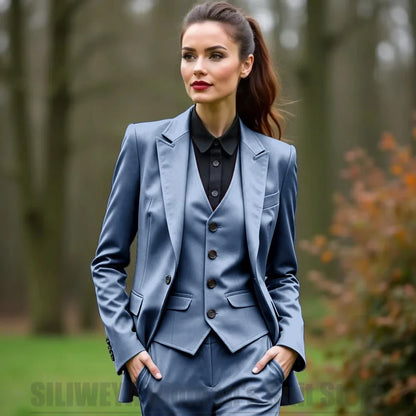 Women 3 Piece Suit Set Blazer Vest Pants Slim Fit Office Business Party Formal Attire Customizable Size for Ladies