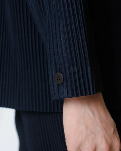 Men's Miyake Pleated Style Blazer Jacket Japanese Casual Stretch Slim Fit Business Office Fashion Luxury Wrinkle Resistant Coat
