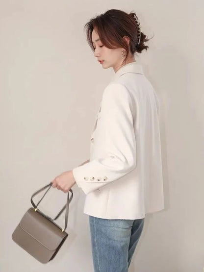 Women's 2025 New Korean Petite Niche Design Solid Slim Fit Blazer High Quality Slimming Minimalist Work Spring Autumn