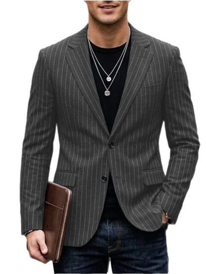 Men's Striped Blazer Casual Slim Fit Suit Jacket 2026 New Business Casual Single Breasted Blazer for Men Office Wedding Party Co